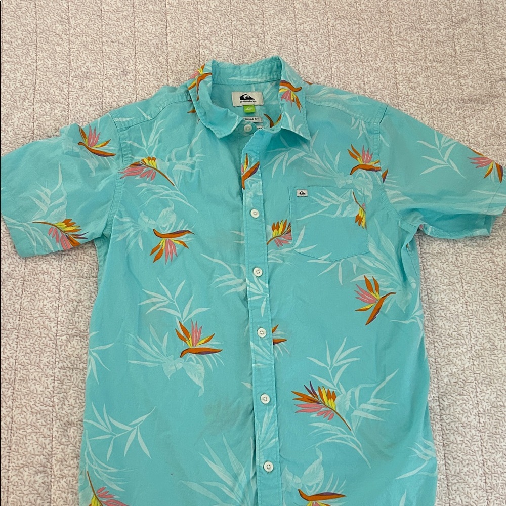 Quiksilver Boys Aqua Tropical Print Shirt
